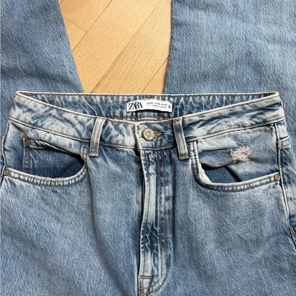 Zara Light Blue Distressed Women Jeans - Picture 2 of 5